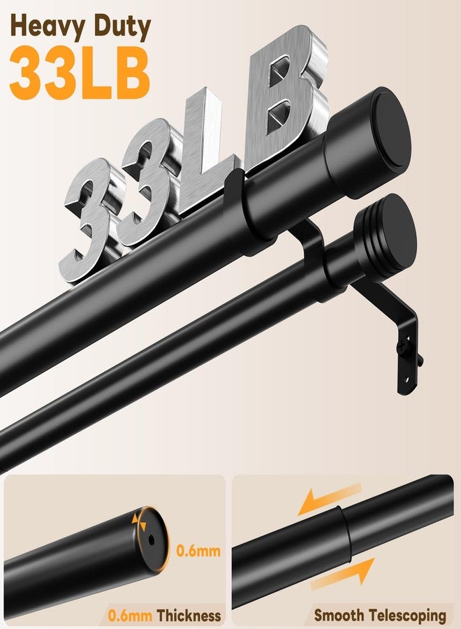 Abiglifty 33 to 120 Inch Double Curtain Rod, 1 Inch Telescoping Double Curtain Rods for Windows, Black Double Curtain Rod with Classic Cap Finial, Black - Image 3